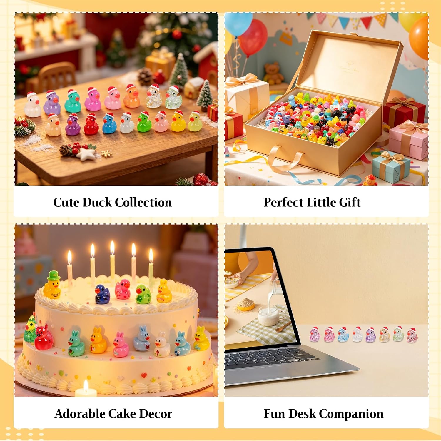 100 Pack Mini Ducks Bulk, Mini Resin Ducks, Cruise Ducks, Tiny Ducks to Hide, Assorted Miniature Ducks, Lucky Ducks and Resin Duck Figurines for Fairy Gardens, Aquariums, Terrariums and Collecting