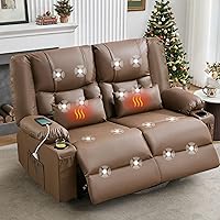 MAHOMICO Oversized Recliner Loveseat with Massage, Heating, Cup Holders & 2 USB Ports - Manual Recline for Couples