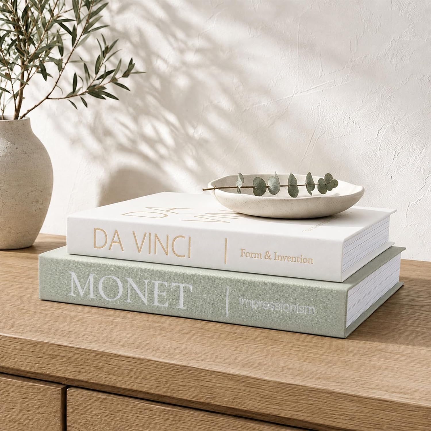 Decorative Books Faux Books for Coffee Table Linen Fake Book Shelf Home Decor Stackable Hidden Storage Box Mantel Entryway Aesthetic Keepsake Boxes Photo Remote & Key Storage Solution(Cream-Brown)