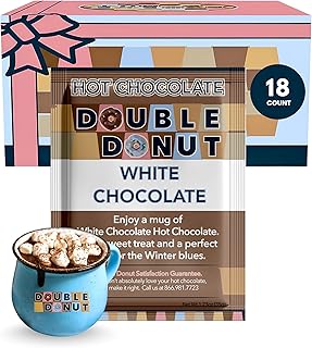 Double Donut White Hot Chocolate Mix Packets, Flavored White Hot Cocoa Mix Packets, 18 Count