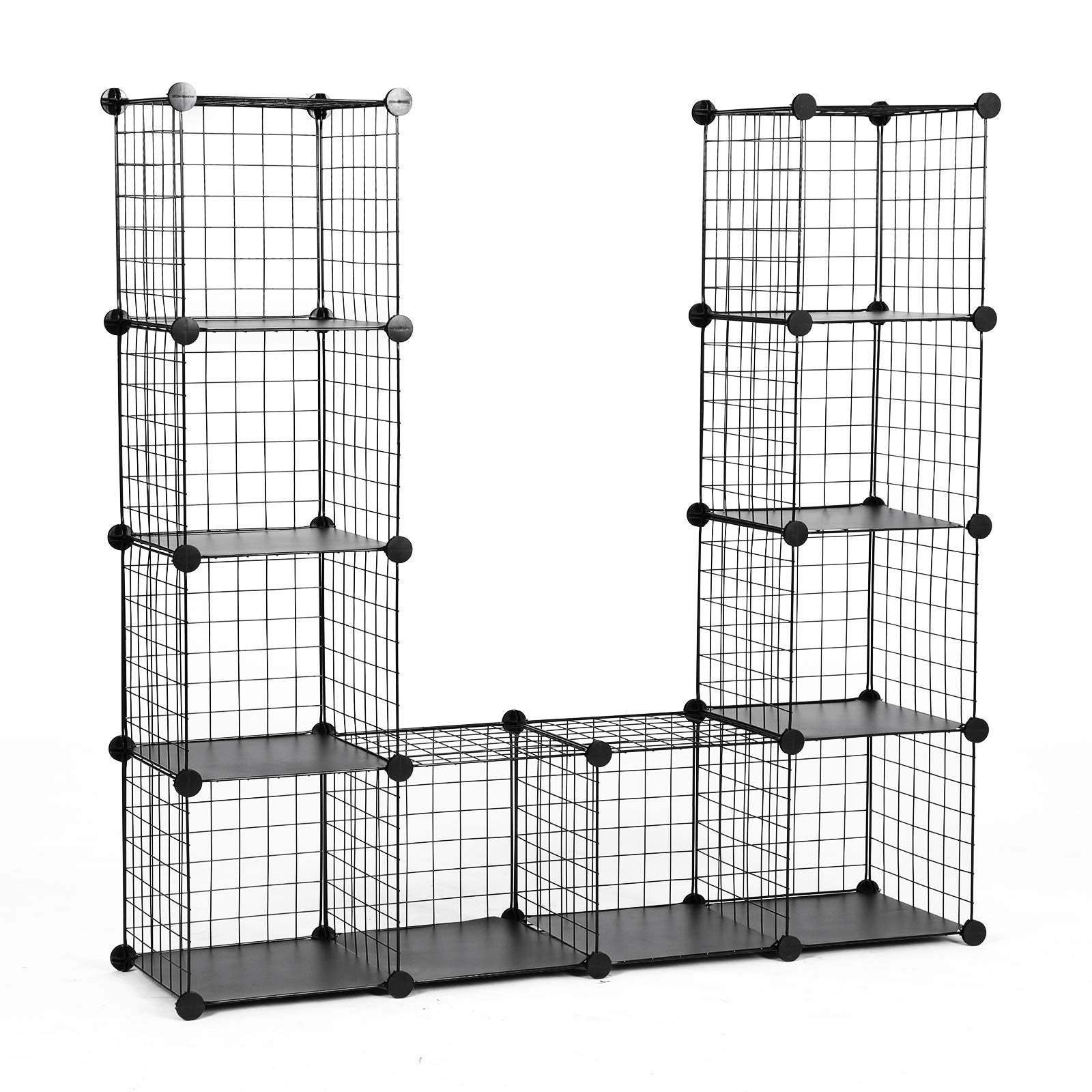 SONGMICS 12 Cubes Wire Grid Storage Rack, Interlocking Shelving Unit