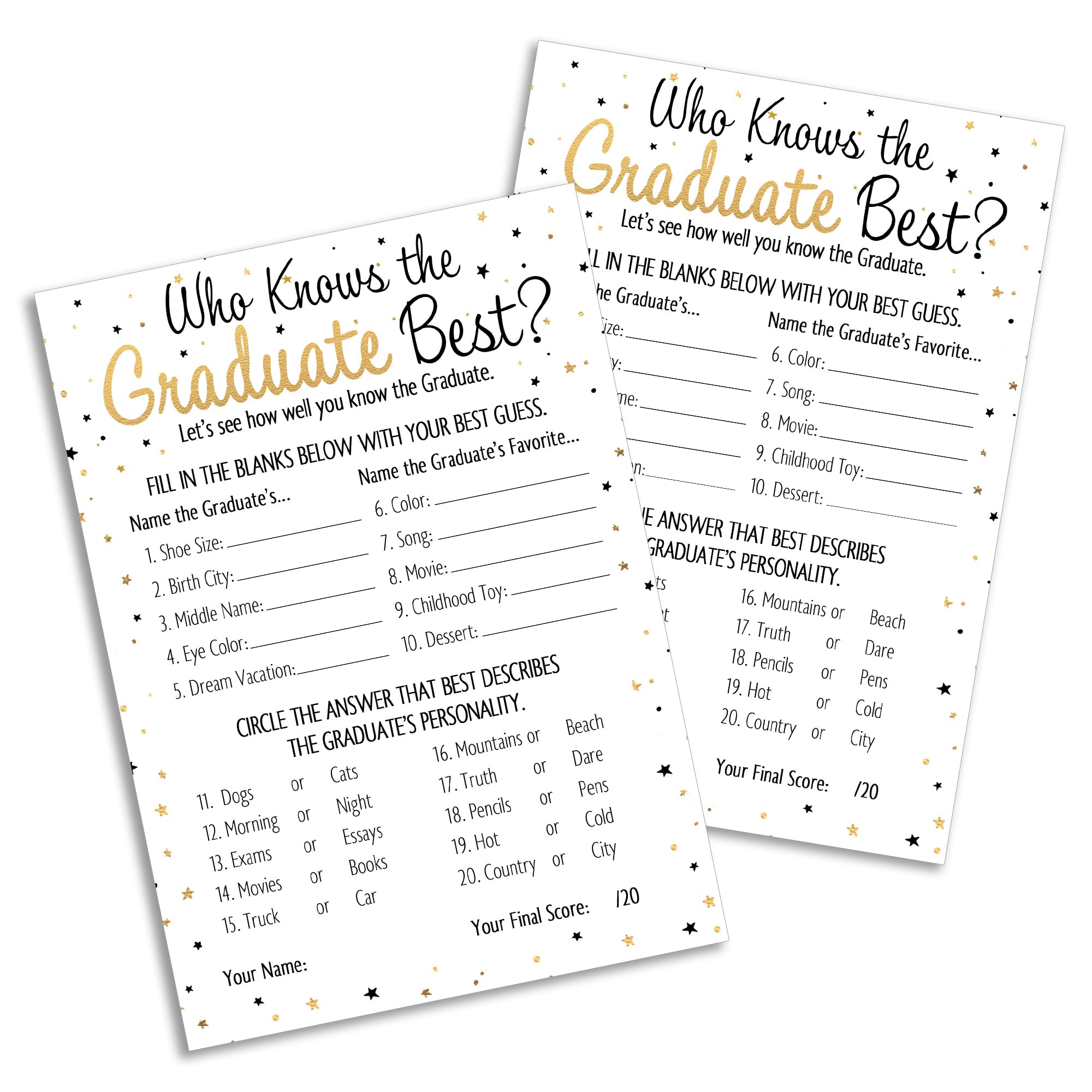 DISTINCTIVS Who Knows The Graduate Best Game - Graduation Games Class of 2026-25 Cards, Grad Party Ideas Activities