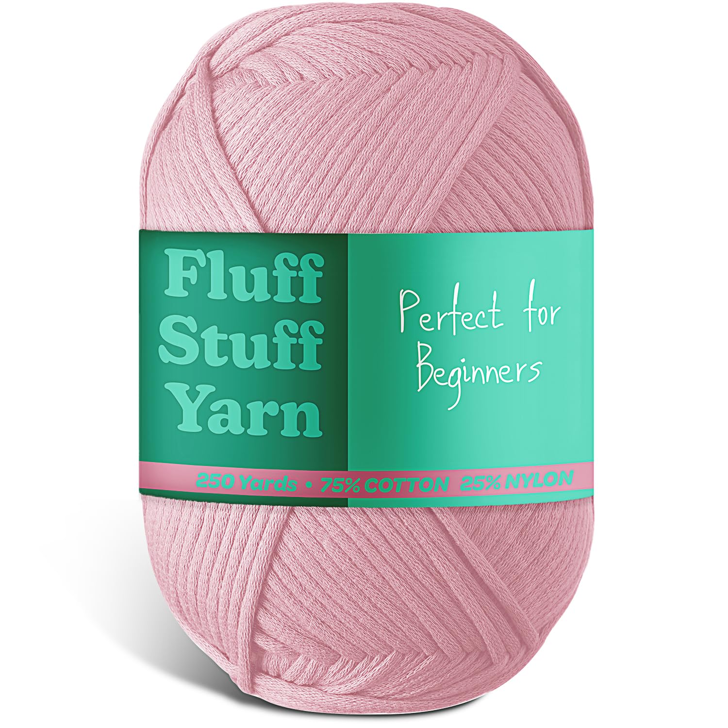 Soft Yarn for Crocheting – Crochet &amp; Knitting Yarn, Beginner Yarn with Easy-to-See Stitches, 250 Yds Amigurumi Yarn, Cotton-Nylon Blend Tshirt Yarn for Crocheting (31 - Dusty Pink, 1 Pack)