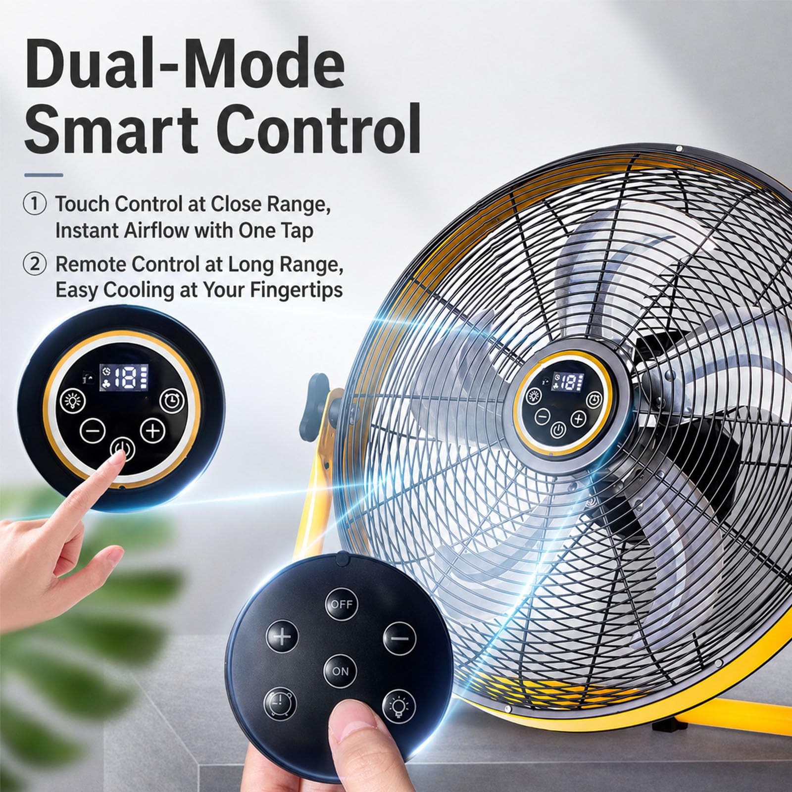 Genérico Ventilador recargable 16", solar 30W, mando, 12 velocidades