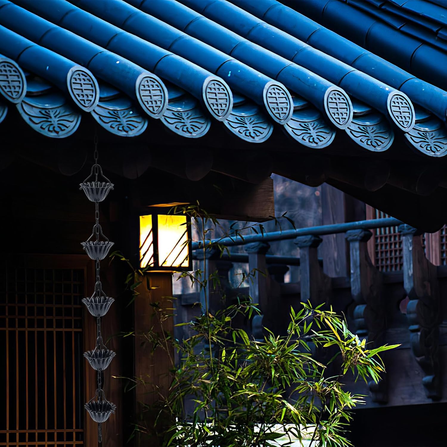 Alasum Aluminum Alloy Rain Chain Decorative Garden Gutter Rainwater Chain for Outdoor Patio and Yard Drainage with Petal Cup Design