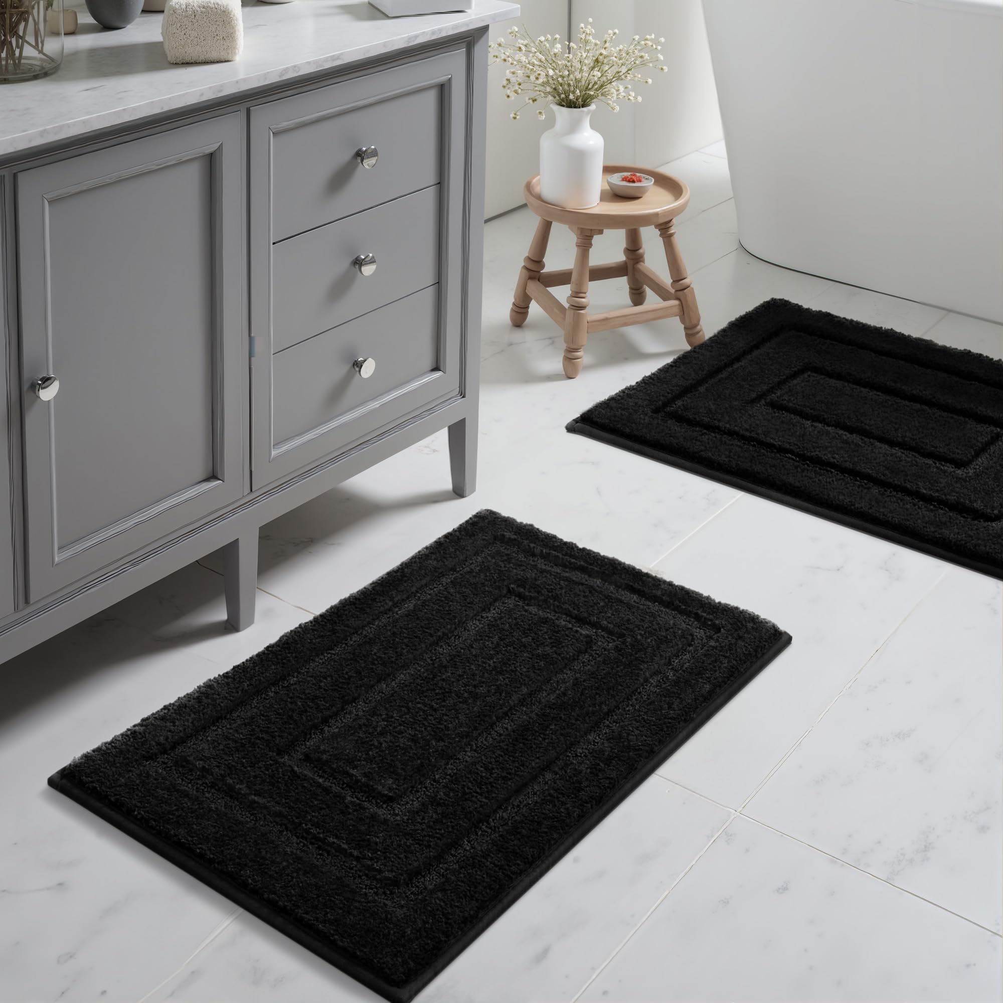 GRANNY SAYS Tappeto Bagno Antiscivolo, Tappeto da Bagno 60x90 cm, Tappetino Vasca Antiderapant, Passatoia Bagno Bianco