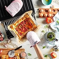 Vista 5 de KitchenAid Albany - Juego de 2 manoplas para horno pequeñas, color rosa seco, 5.5 x 8 pulgadas