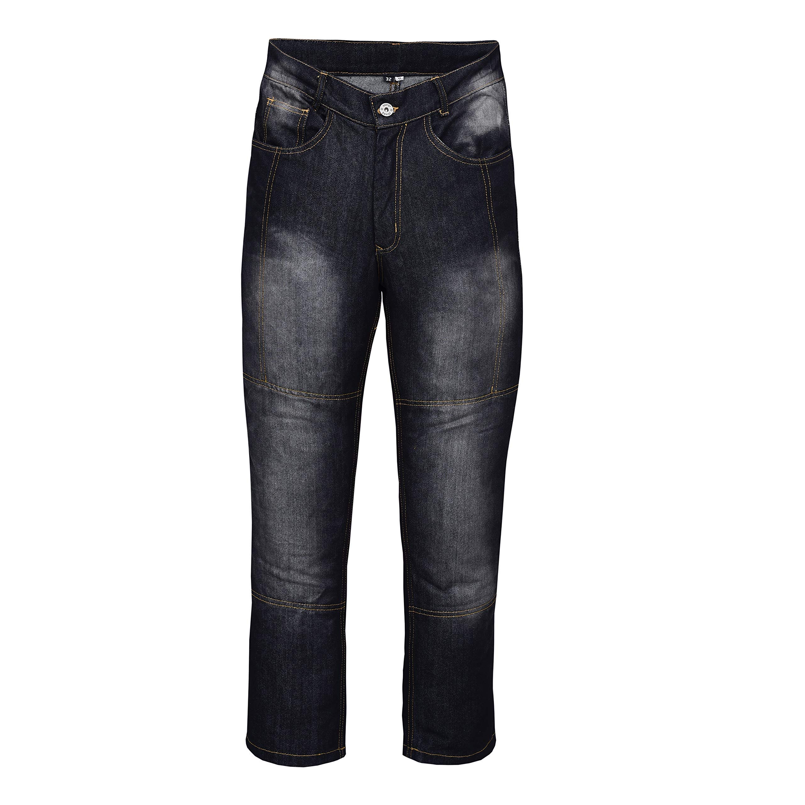 NORMAN Hommes Moto Jeans Renforcé Jeans Protection Doublure Pantalon Noir (Inseem Longueur - 32 ")