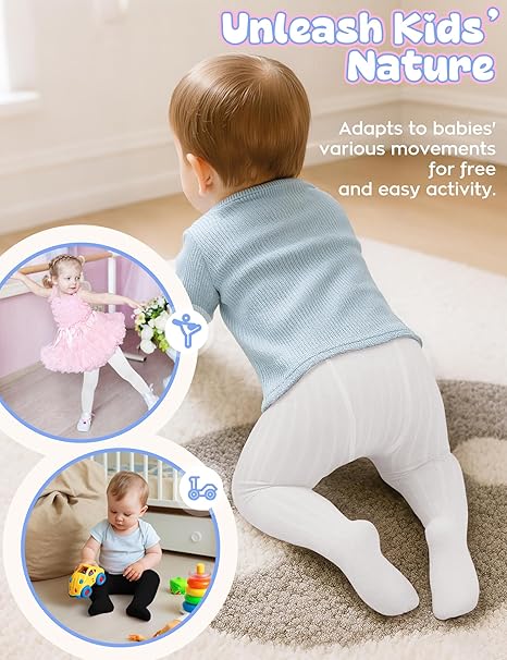 MELLIEX 2-pack Babypanty's, Zachte Warme Panty's voor Peuters, Hoge Taille Kruippanty's voor Baby van 0-30 Maanden (Meisjes en Jongens MELLIEX 2-pack Babypanty's, Zachte Warme Panty's voor Peuters, Hoge Taille Kruippanty's voor Baby van 0-30 Maanden (Meisjes en Jongens