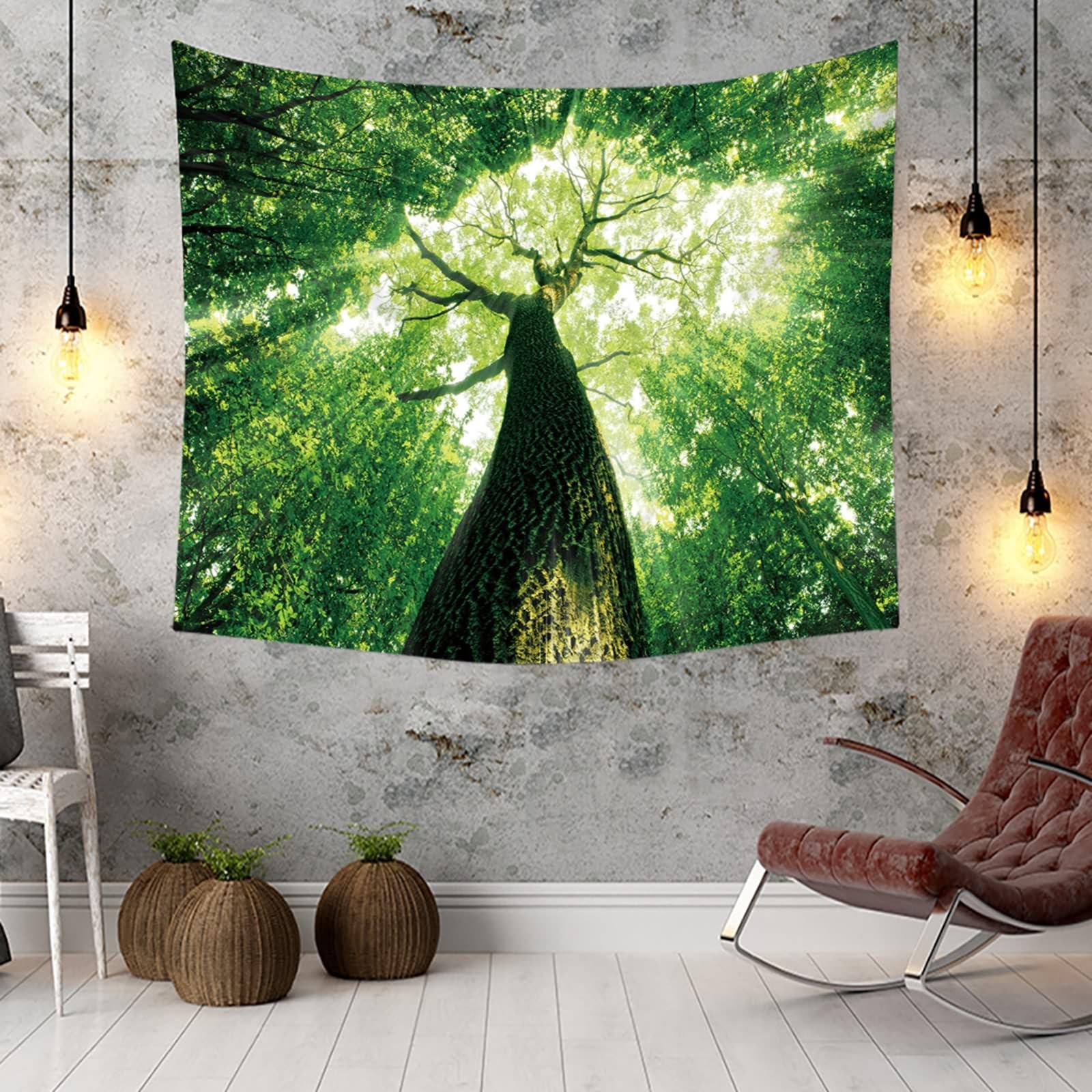 Tapiz de poliéster para colgar en la pared, 300 x 256 cm, para dormitorio, salón, color verde