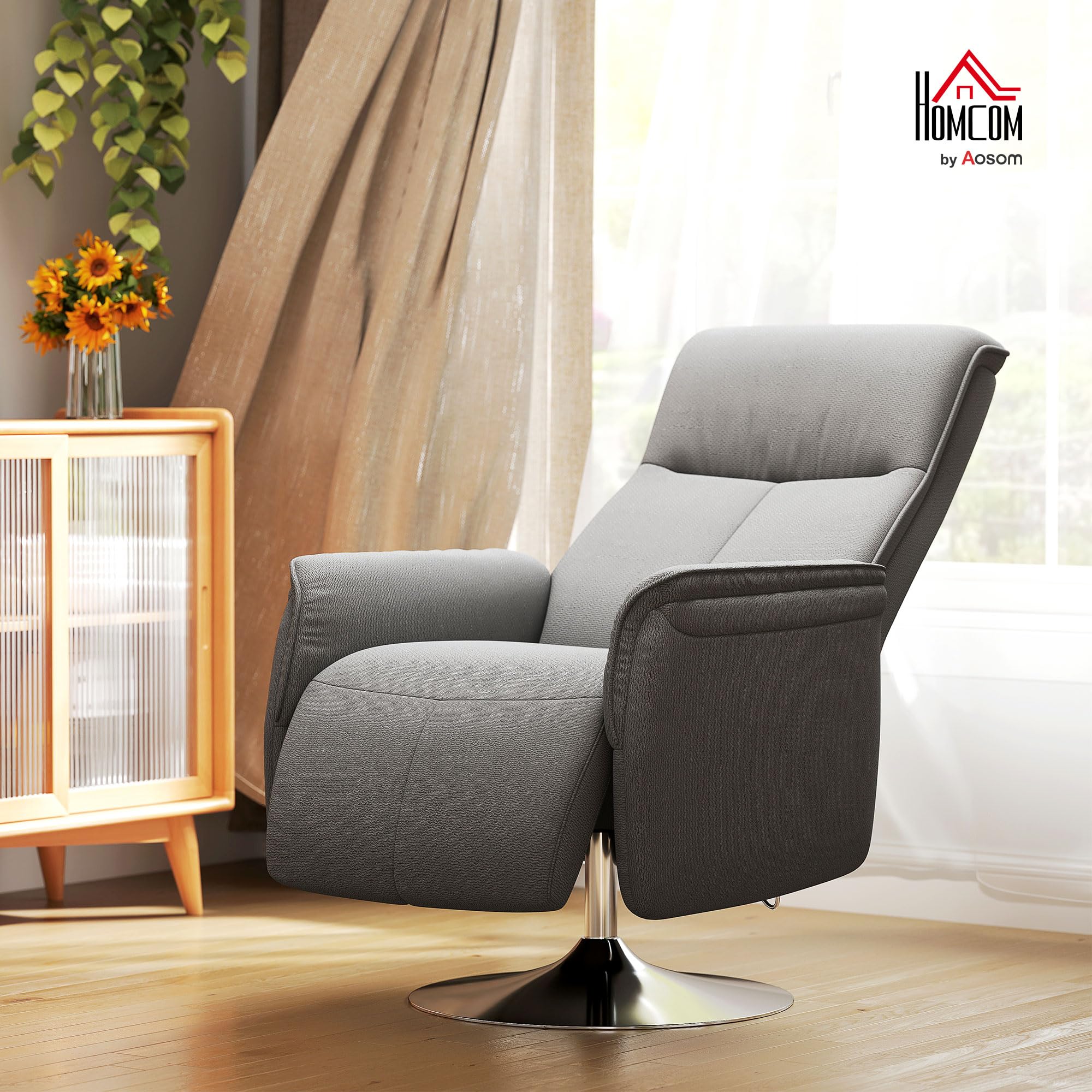 HOMCOM Sillón Relax Reclinable con Reposapiés Sillón de Masaje con 10 Puntos de Masaje Giratorio 360° Mando a Distancia Butaca Reclinable para Salón Oficina Gris