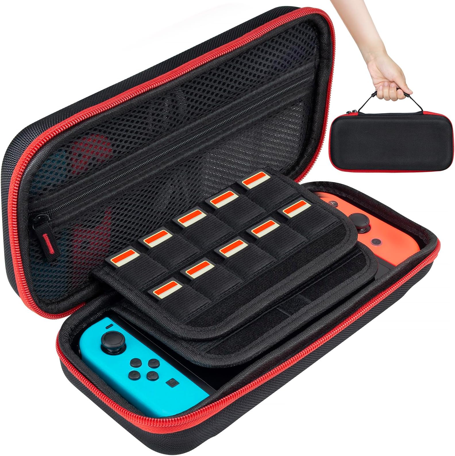 Caikvwen Switch Case, Compatible With Nintendo Switch Oled Case, Classic Switch Oled Carrying Case, Portable Switch Oled Carrying Case for Nintendo, Multi Card Slot High Capacity Switch Traveling Case