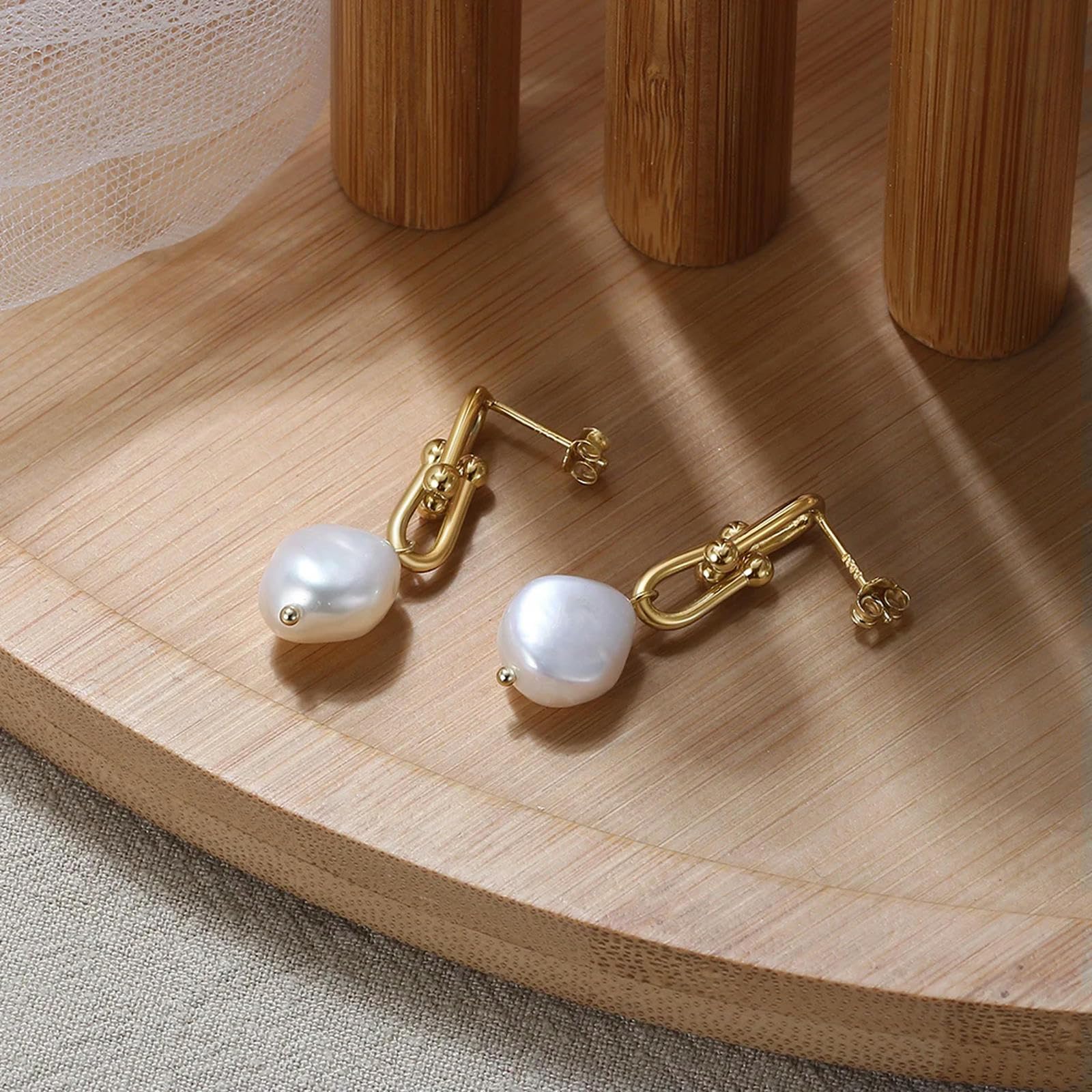 Pendientes Colgantes Vintage De Plata De Ley 925 Con Perla Barroca Natural Seleccionada A Mano Para Mujer.