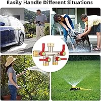 Vista 3 de Hose Splitter 4 Way, High Flow Garden Hose Splitter, 3/4” Ght Inlet Brass Heavy Duty Hose Converter, Full Flow water 4 Way Faucet hose splitter