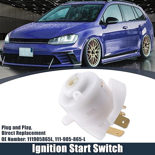 Miniatura 2 de X AUTOHAUX 111905865L Interruptor de arranque de encendido Botón de parada de arranque del motor para Volkswagen Super Beetle 1974-1980 111-905-865-L