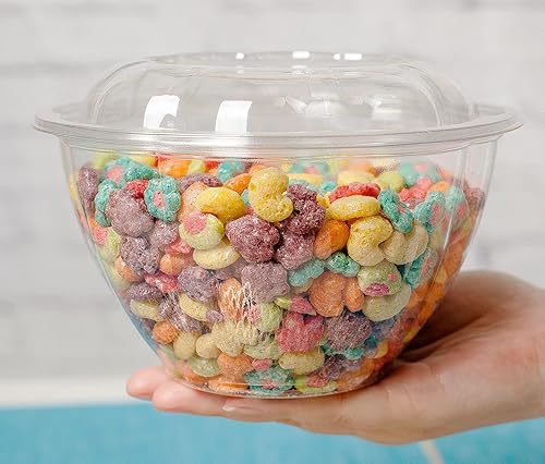 Vista 40 de Golden Apple, 50 juegos de cuencos desechables de plástico para servir rosas con tapas, recipientes grandes de plástico transparente desechables