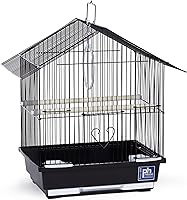 Prevue Pet Parakeet Manor Bird Cage with Handle - Portable Black Cage for Parakeets, Canaries, Finches, Budgies - 12x9x16 Easy Clean