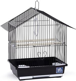Prevue Pet Parakeet Manor Bird Cage with Handle - Portable Black Cage for Parakeets, Canaries, Finches, Budgies - 12x9x16 Easy Clean