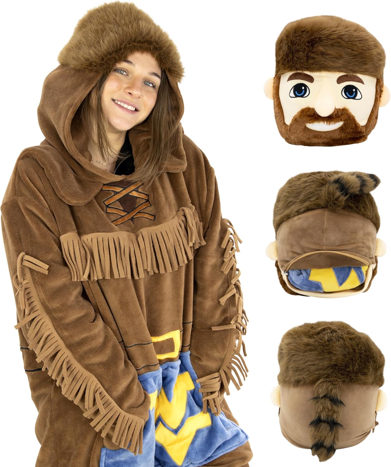 Plushible Wearable Blanket Hoodie - Oversized West Virginia University Mountaineers Long Sleeve Sweatshirt Pocket - 2-in-1 Oversized Hoodie Blanket Pillow - Cozy Snugible Gifts for Men and Women