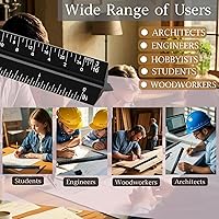 Vista 4 de Regla de escala arquitectónica, escala de arquitecto imperial de 12 pulgadas, regla de escala de ingeniero de aluminio para planos, reglas de escala