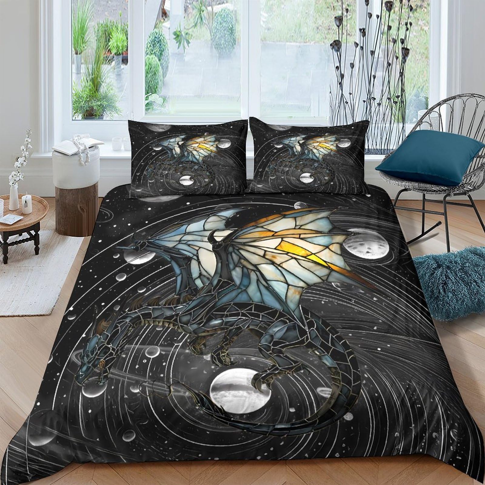 Ctjqhvkz Style-9 3D Printed Butterfly Galaxy Fitted Sheet Microfiber Soft Breathable Cosmic Moon Mattress Cover For Bedroom Dorm Decor Single（135X200cm）