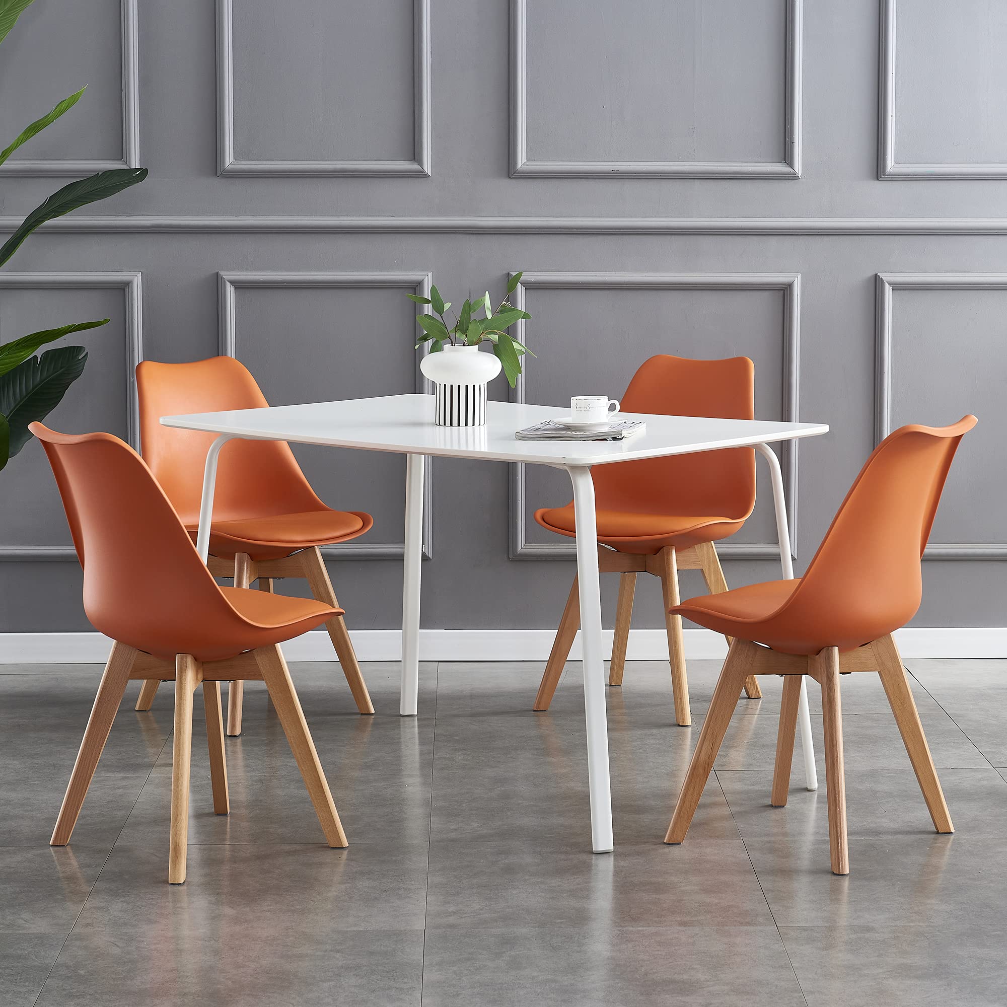 mcc direct Esszimmerstühle im 2er Set, Küchenstühle, Bürostühle, Designer Schalenstuhl, Eva (Orange)