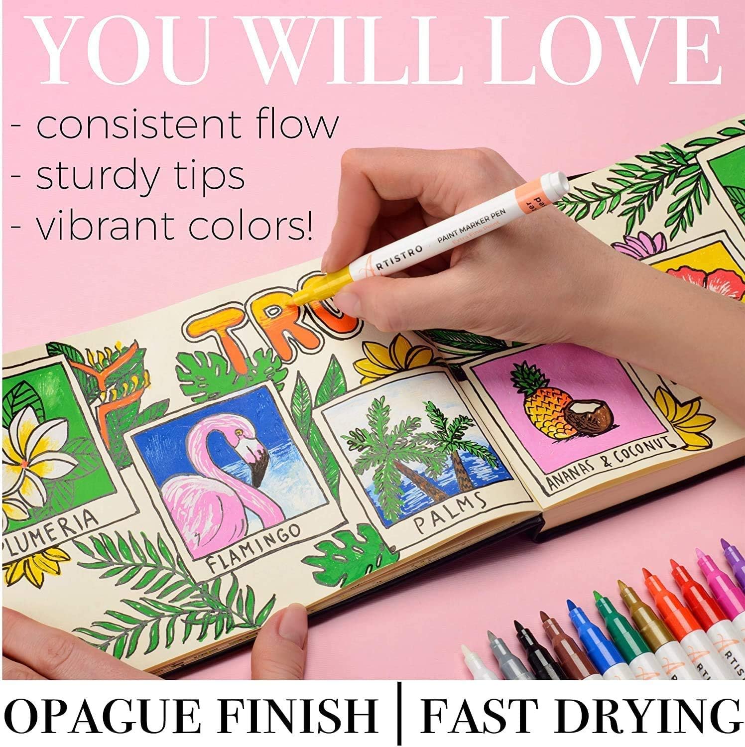 Paint Pens for Rock Painting, Stone, Ceramic, Glass, Wood, Canvas. Set of 12 Acrylic Paint Markers Extra-fine Tip : Arts, Crafts & Sewing