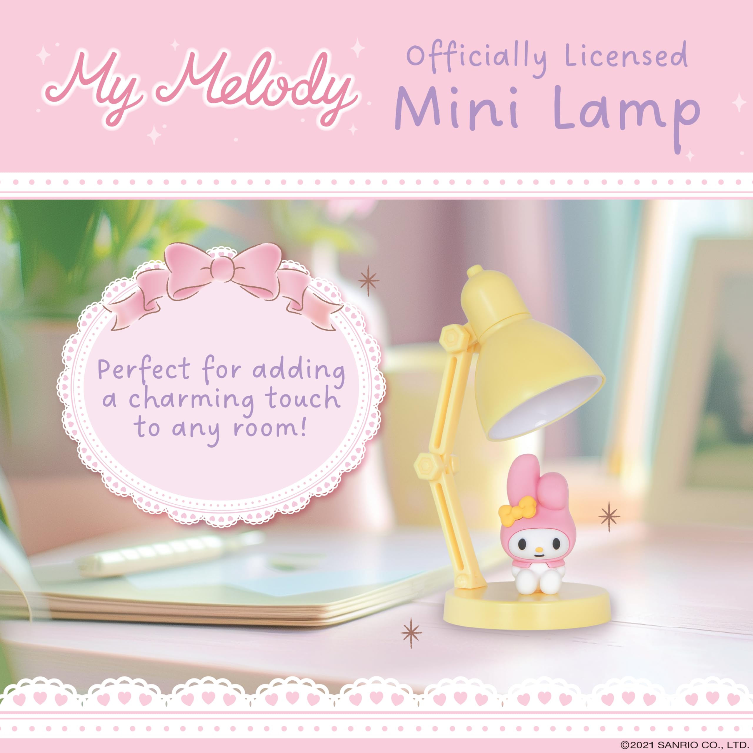 Blue Sky Studios Hello Kitty Mini Lamp with Toy Figure, Kawaii Desk Decor, Cute Collectible Gift - My Melody - Image 2