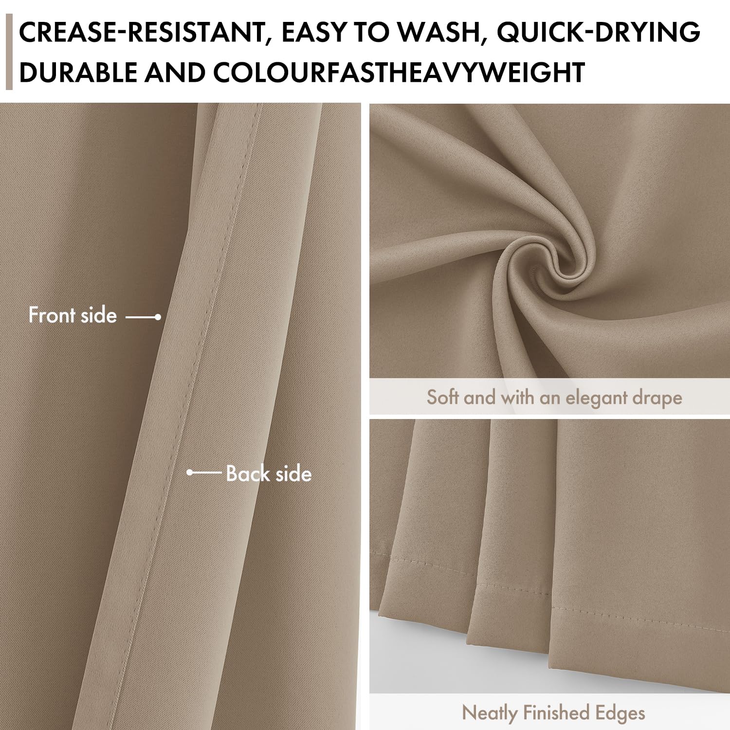 Woaboy Tende Oscuranti Talpa 2 Pezzi con Anelli Termiche 140x260 cm | Tende Isolanti Termiche Oscuranti per Interni, Salotto e Camera da Letto, Finitura Moderna