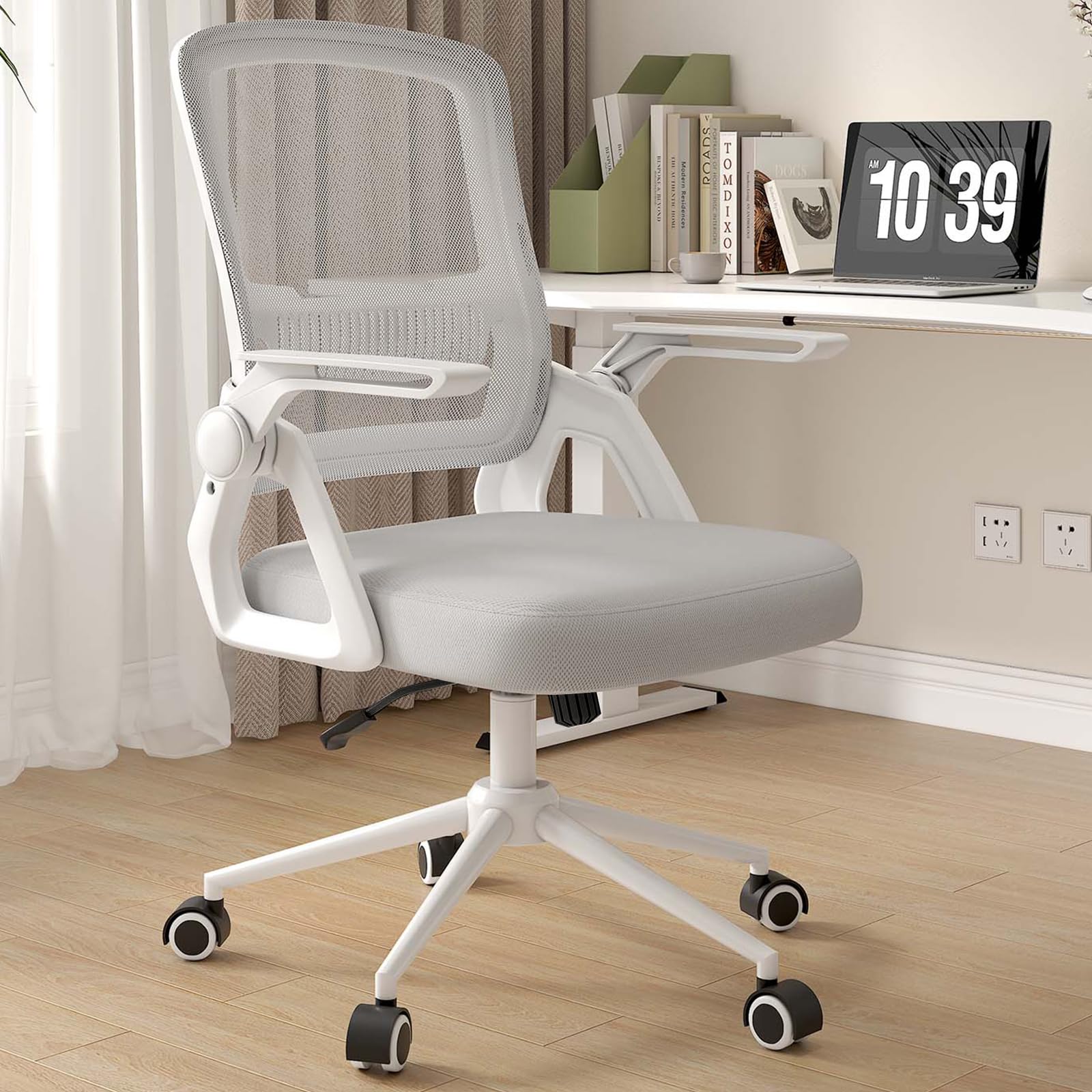 naspaluro Sedia da Ufficio Ergonomica Poltrona con Supporto Lombare — Grigio