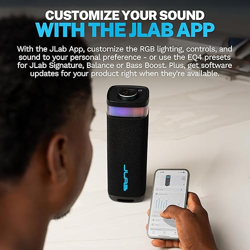 Miniatura 7 de JLab JBuds Party - Altavoz Bluetooth portátil, 2 controladores de rango completo + 2 woofers pasivos, IP56 impermeable, 12 horas de reproducción,