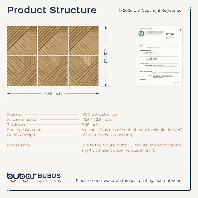 Paneles acústicos BUBOS 6-Pack 23.6 x 23.6 pulg miniatura 3