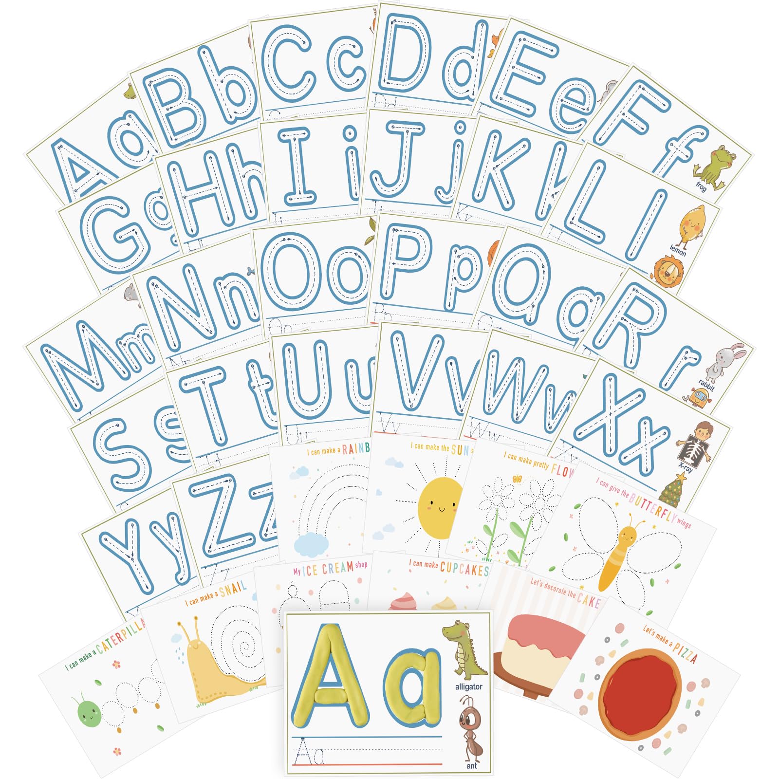 Ireer 36 alfombrillas de plastilina para niños, tarjeta de actividad para arcilla, número preescolar, alfabeto, forma de animal, juegos de actividades de aprendizaje para el aula, suministros