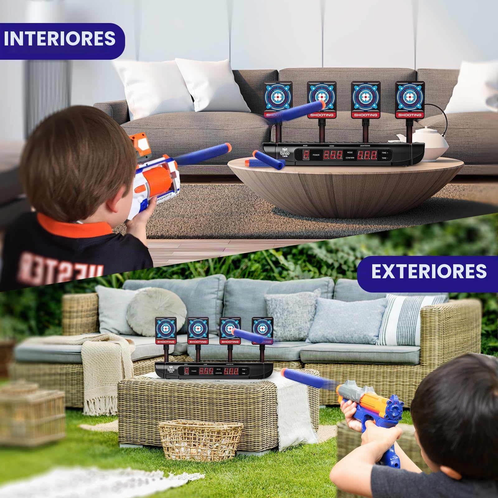 Lehoo Castle Diana Nerf, Objetivo de Tiro Electrónico para Nerf con Restablecimiento Automático, con Muñequera y 20 Balas de Gomaespuma, Juguetes para Niños, Juegos, Regalos de Cumpleaños