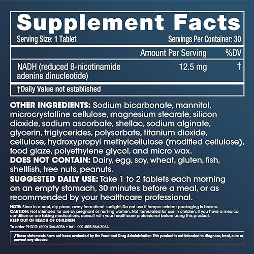 Miniatura 2 de ProHealth Energy NADH - NAD Booster (paquete de 2) (12.5 mg, 30 tabletas cada uno) aumenta la energía, la claridad mental, el estado de alerta y la