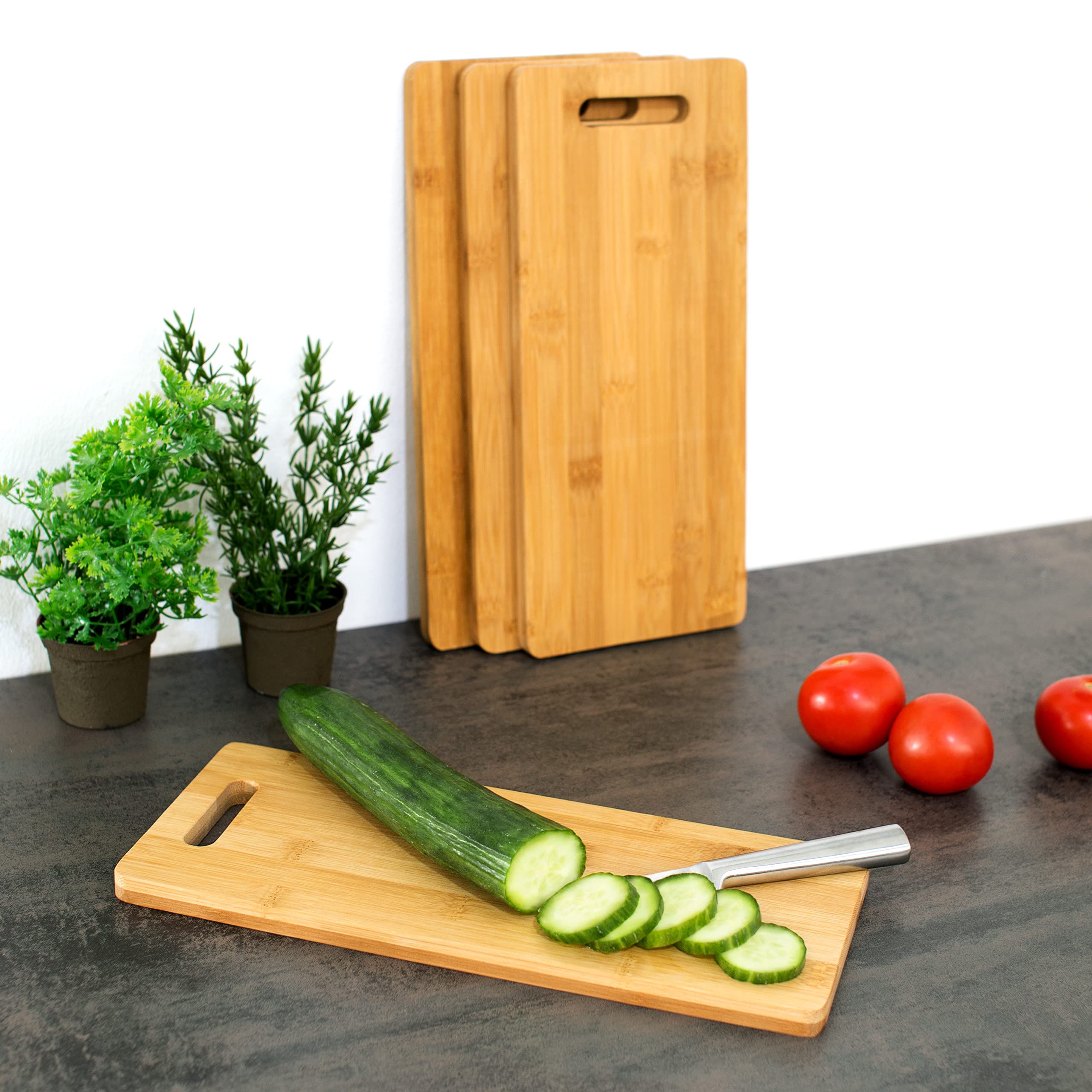 Relaxdays Set da 16 Taglieri in bambù per la Cucina, Vassoi, Tavolette per Servire Formaggi e Salumi, Naturale
