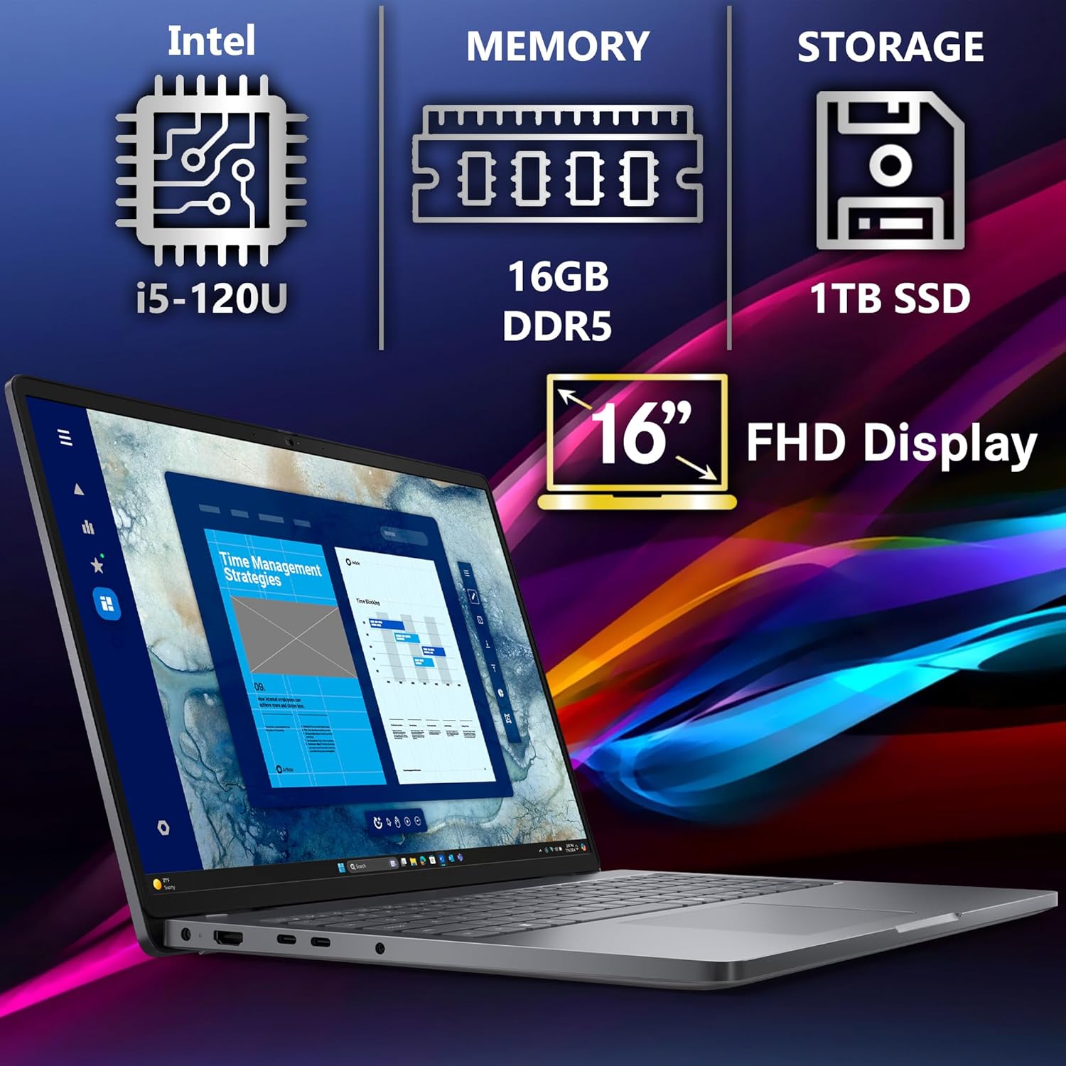 Oemgenuine Dell Pro 16(Next-gen Latitude 3550) 16” FHD+ Display Business Laptop, Intel 10 Core i5-120U, 16GB DDR5 RAM, 1TB SSD, WiFi 6E + BT, Backlit Keyboard, HD Webcam, RJ-45, Win 11 Pro