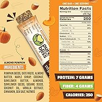 Vista 3 de Barra orgánica de comida real (almendra calabaza) sin granos, apta para paleo, sin OMG, sin gluten, vegana, barras nutricionales, barras energéticas