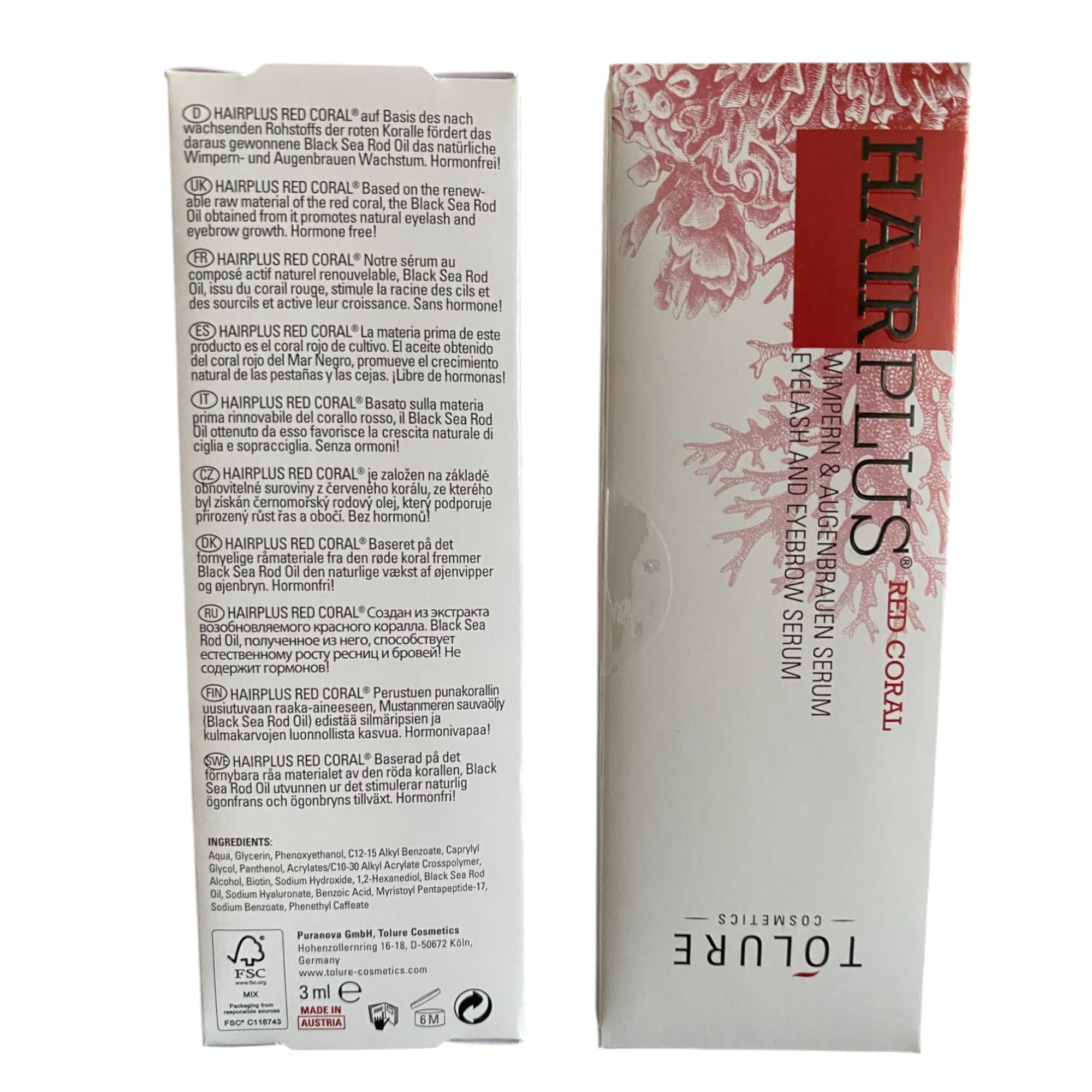 Tolure Cosmetics - Red Coral - Siero per ciglia e sopracciglia - 3 ml
