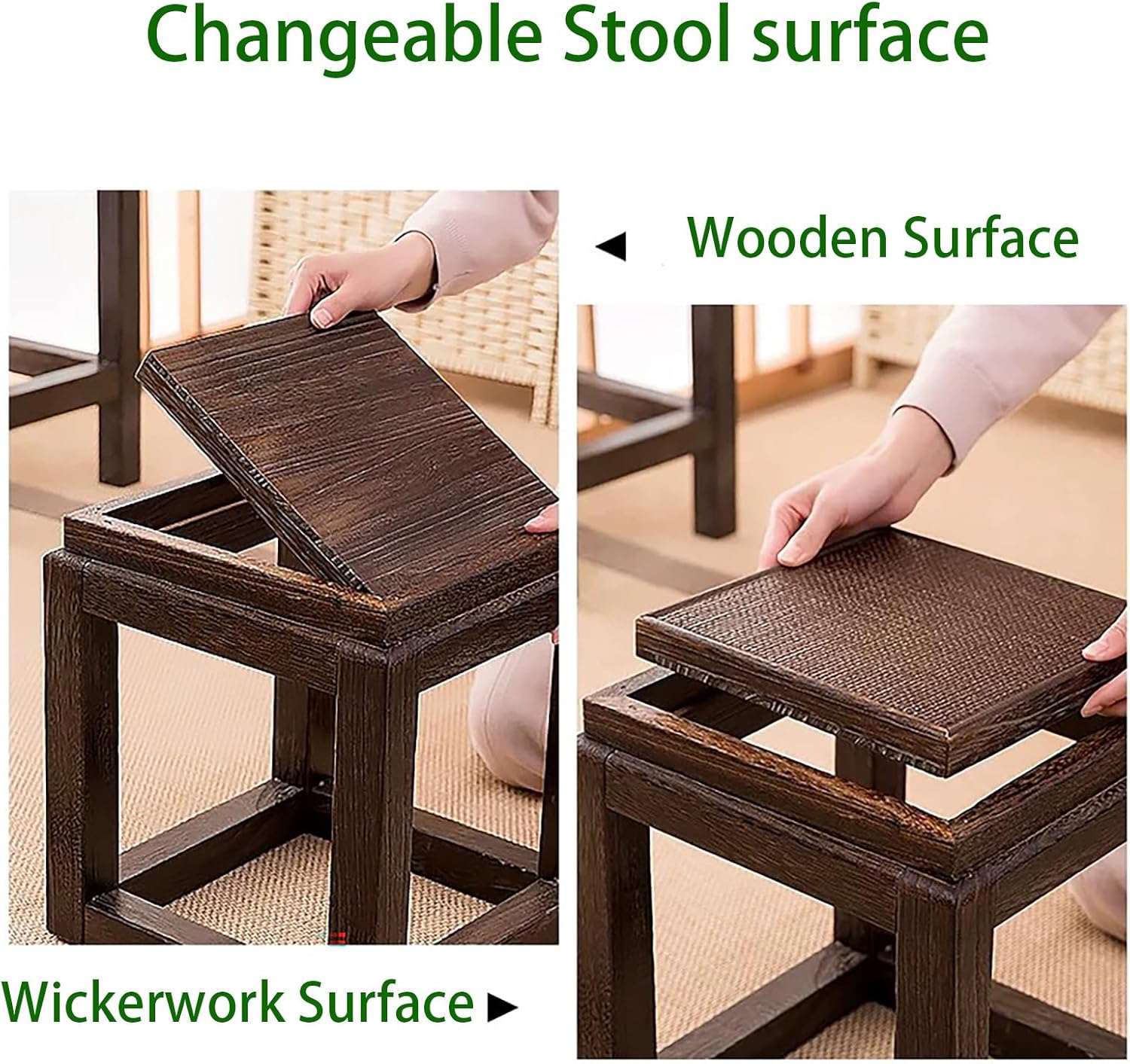 12.6-Inch Wooden Step Stool, Small Short Shoe Changing Stool, Wooden Plant Stool, Wood Plant Stand, Indoor Short Footstool for Living Room, Kitchen, Bathroom (12.6‘’)