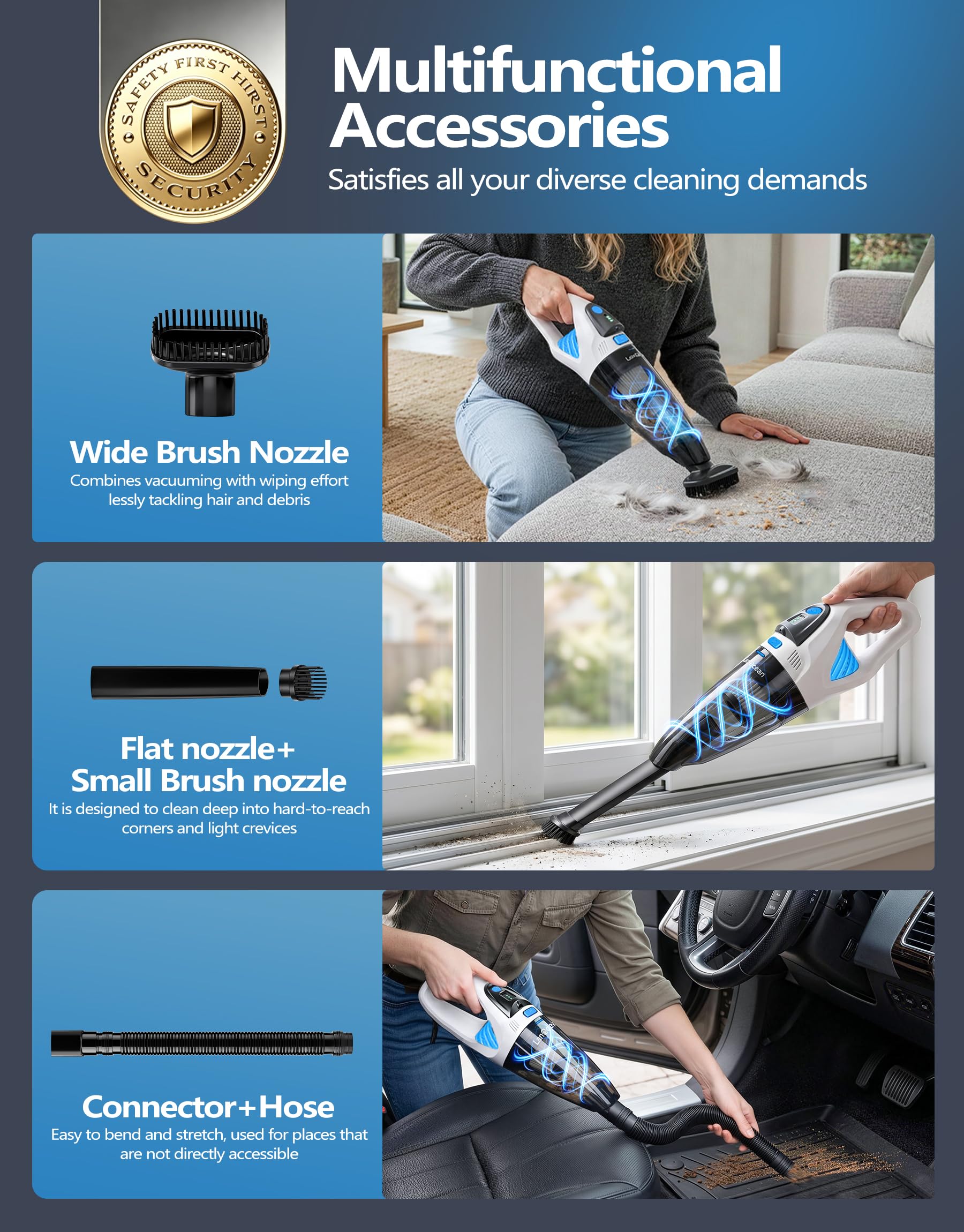 Aspirateur Voiture Puissant avec Station Recharge,25000Pa Aspirateur a Main | Humide&Sec Mini Aspirateur Voiture Sans Fil avec Éclairage LED|2 Filtre, 8000mAh 120W Aspirateur Portable pour Maison Cuisine