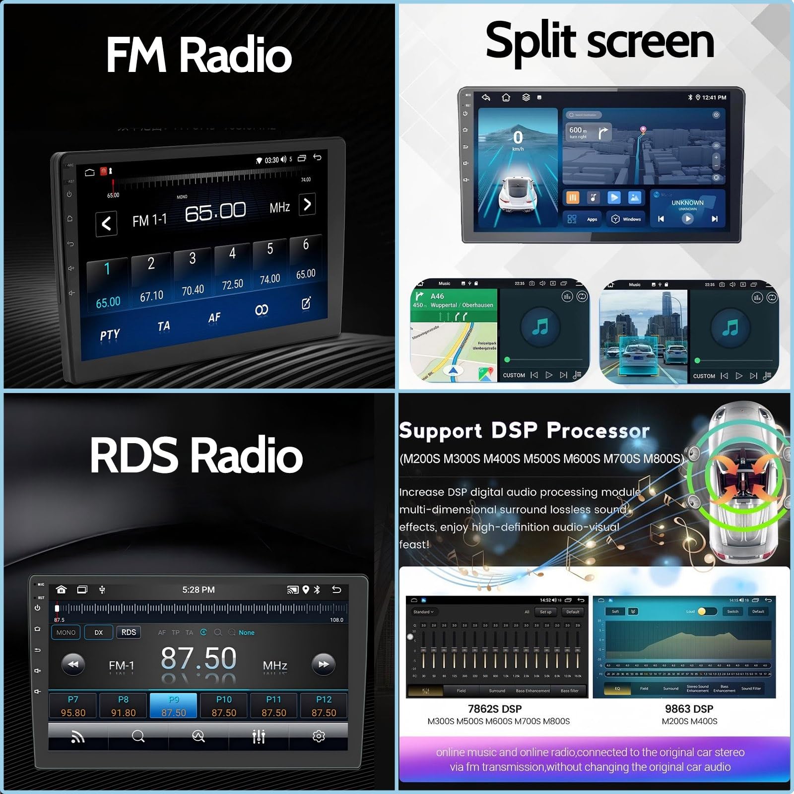 Radio Samochodowe dla Jeep Wrangler 2007-2018 IPS Ekran Dotykowy Android 12 Radio Samochodowe 9-Inch/CarPlay/Android Auto/WiFi/FM AM RDS Radio/GPS/Bluetooth/Kamera Cofania/ADAS DVR(M400S)