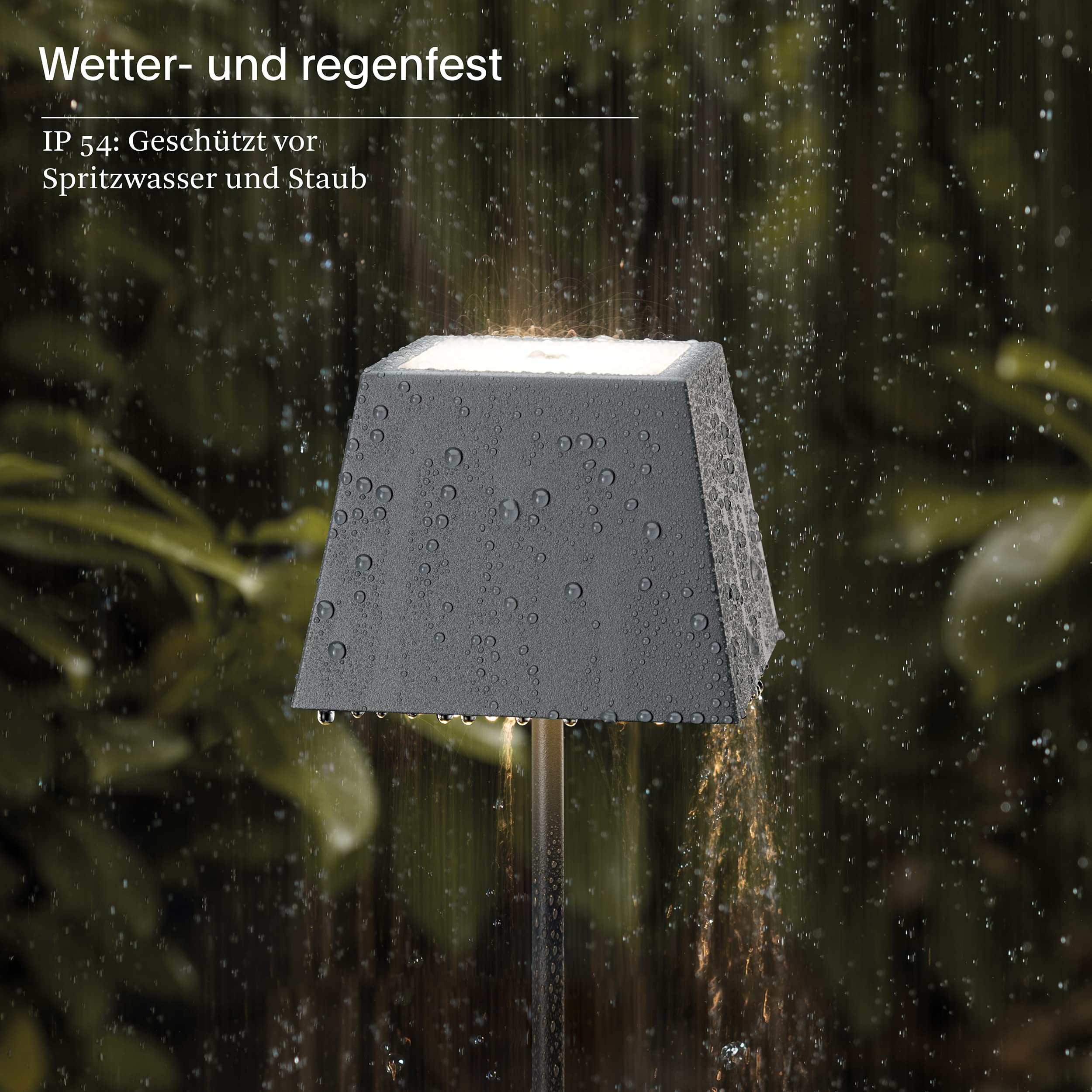 SIGOR Nuindie 1.0 eckig LED Akku-Tischleuchte, graphitgrau | Dimmbar • Indoor & Outdoor • IP54 • 37 cm • Easy Connect • 12 h Leuchtdauer