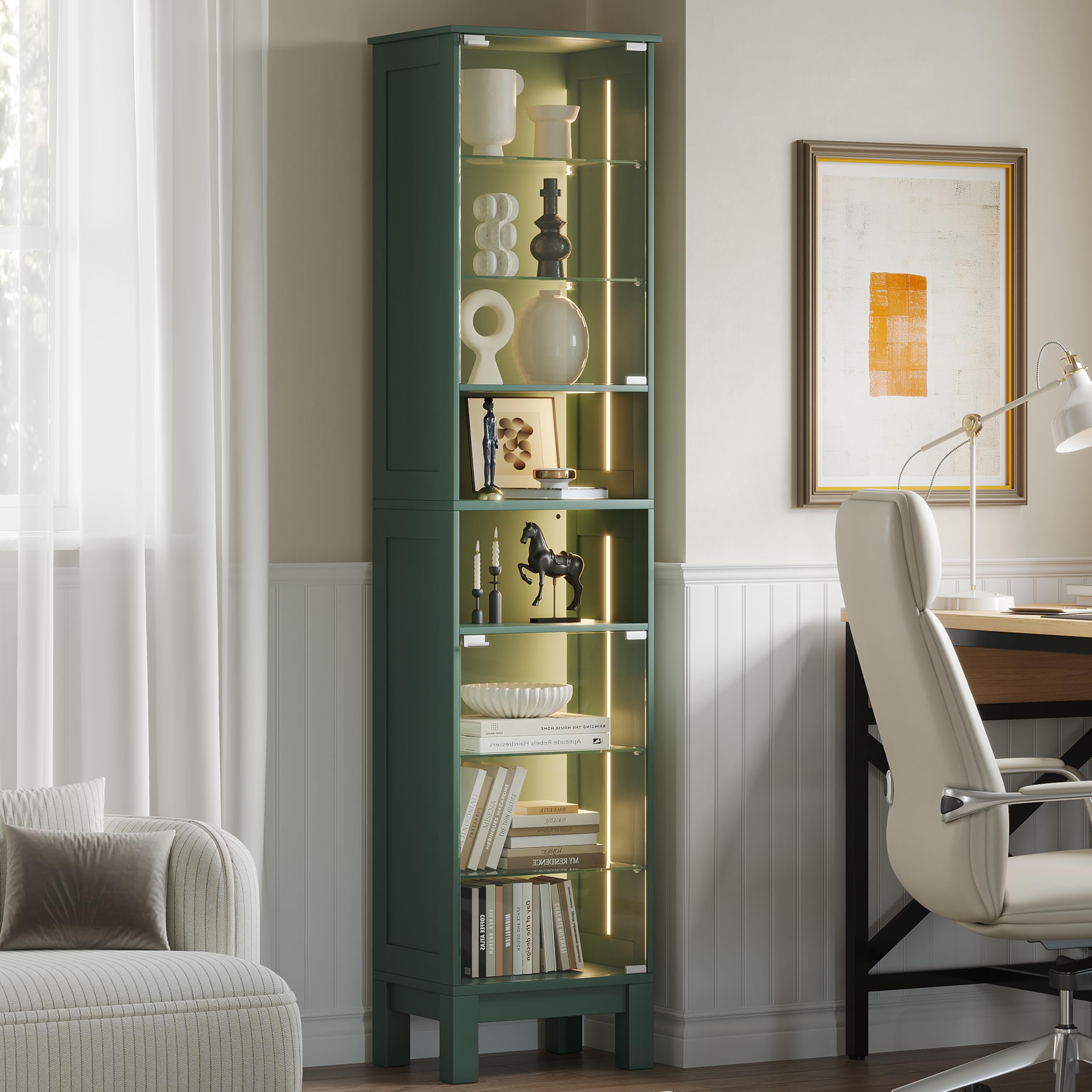 ZKIODV LED Glasvitrine Sammlervitrine mit Beleuchtung