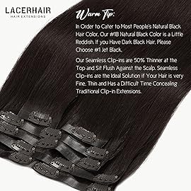 Lacer Hair New Seamless Clip in Hair Extensions Real Remy Human Hair Double PU Skin Weft Invisible Hair Extensions Clip On Human Hair Natural Darkest Brown Hair Color 18 Inch 7Pcs 110g