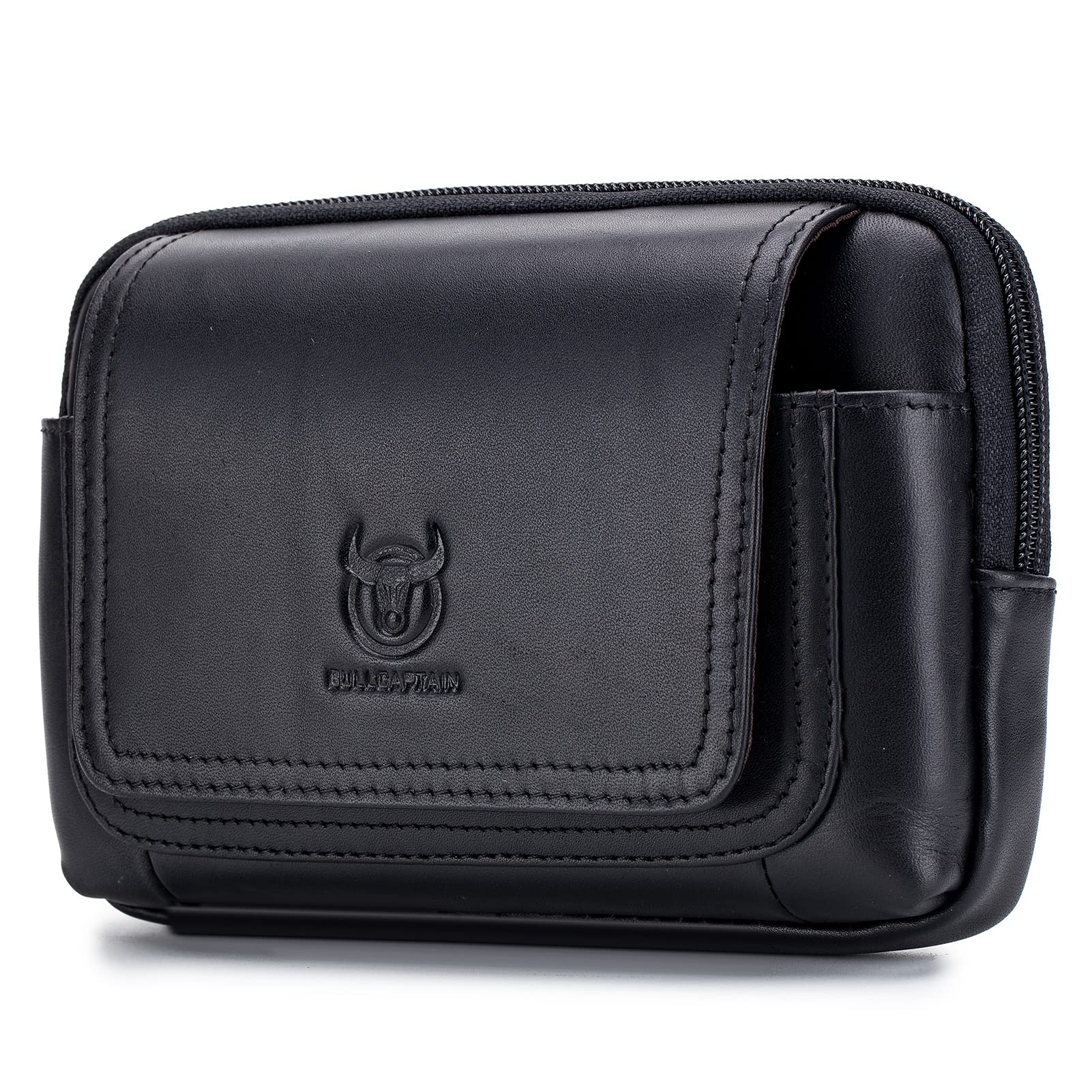 HUIOP Riñonera de hombre de piel Riñonera con trabilla para cinturón, riñonera para hombre, Negro , 09