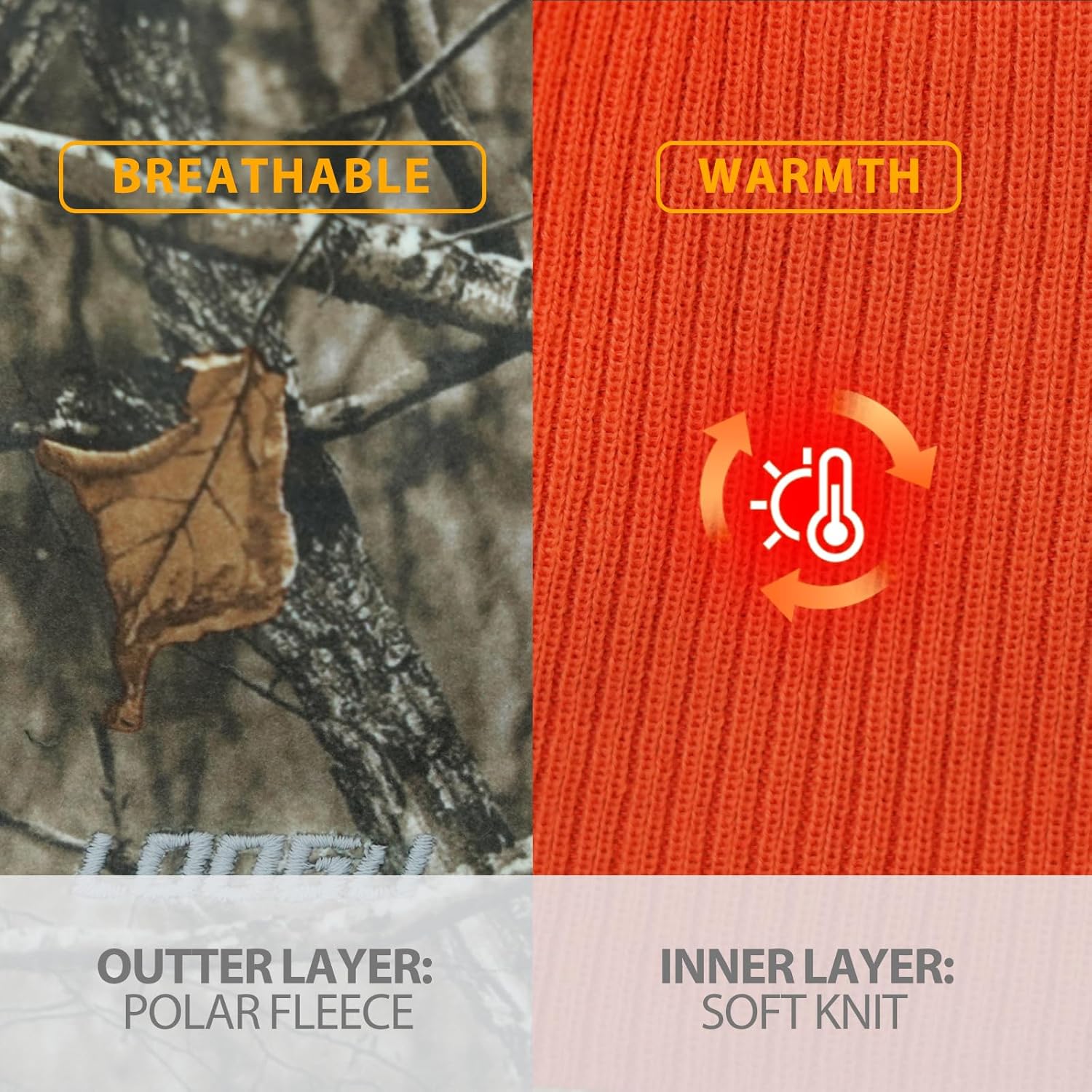 LOOGU Camo Beanie Hat for Hunting, Winter Skull Cap, Men’s Cuffed Beanie with Fleece - Image 5