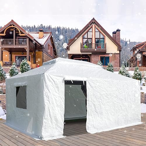 Domi Outdoor Living - Cubierta universal de invierno para cenadores de tapa dura, cubierta cerrada con paredes laterales y ventanas de malla,