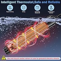 Vista 5 de Calentador de agua portátil de 2000 W, calentador de piscina - Calentador de inmersión con termómetro digital, calentamiento de óxido de magnesio