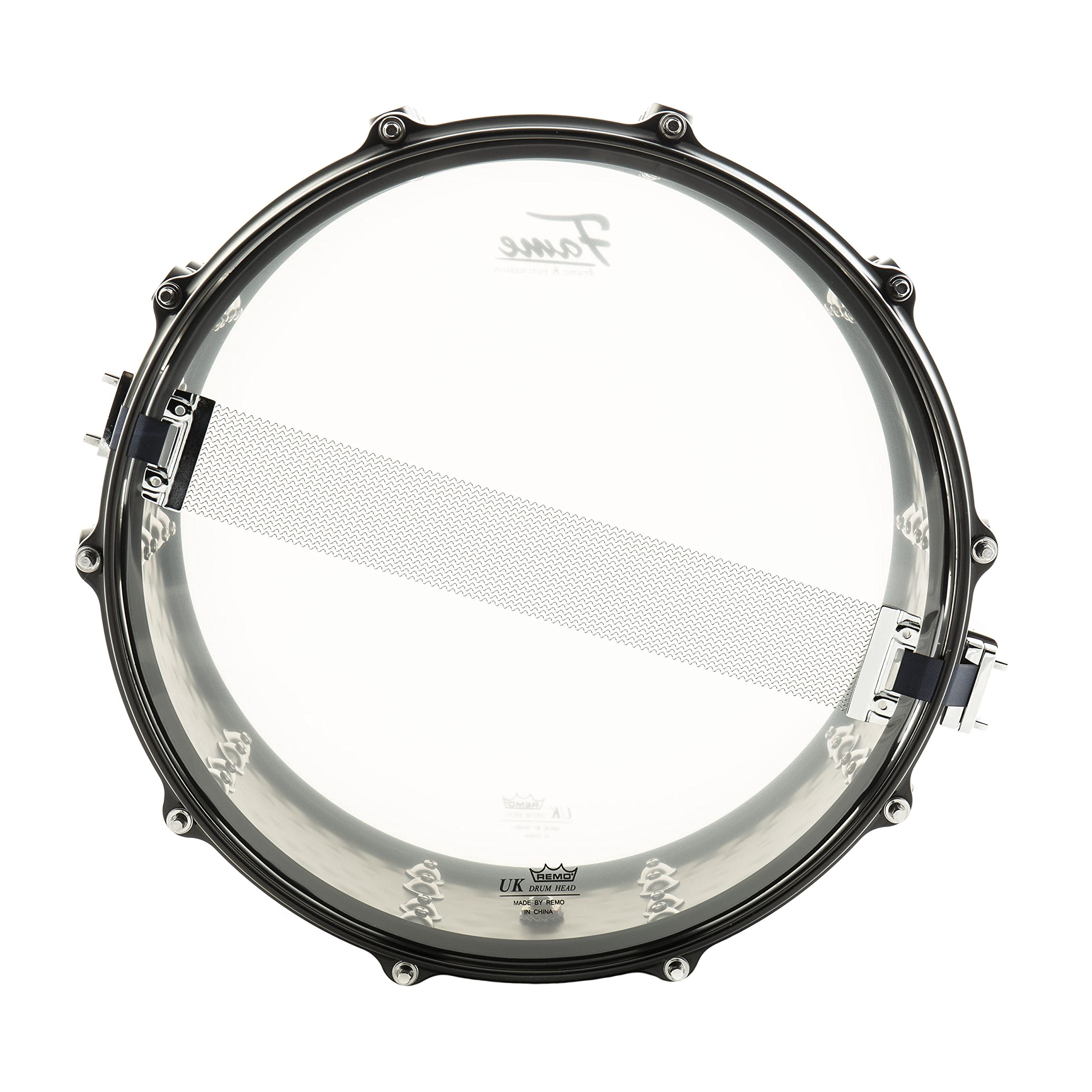 Fame FSS-65 Snare Drum, 14"x6.5", Hammered Black Steel, Professional Quality, Remo Skins, Die-Cast Hoops, 10 Tuning Screws, Includes Drum Sticks, Ideal for Beginners"